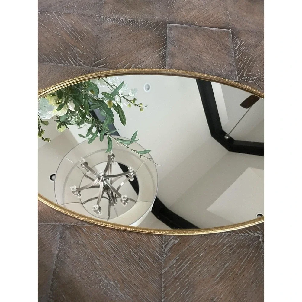Vtg Stylebuilt Gold Ormolu Vanity Mirror Oval Tray Rose Handle Hollywood Regency